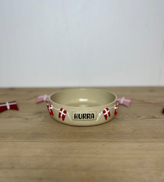 Stor fødselsdagsskål m. dobbelttekst