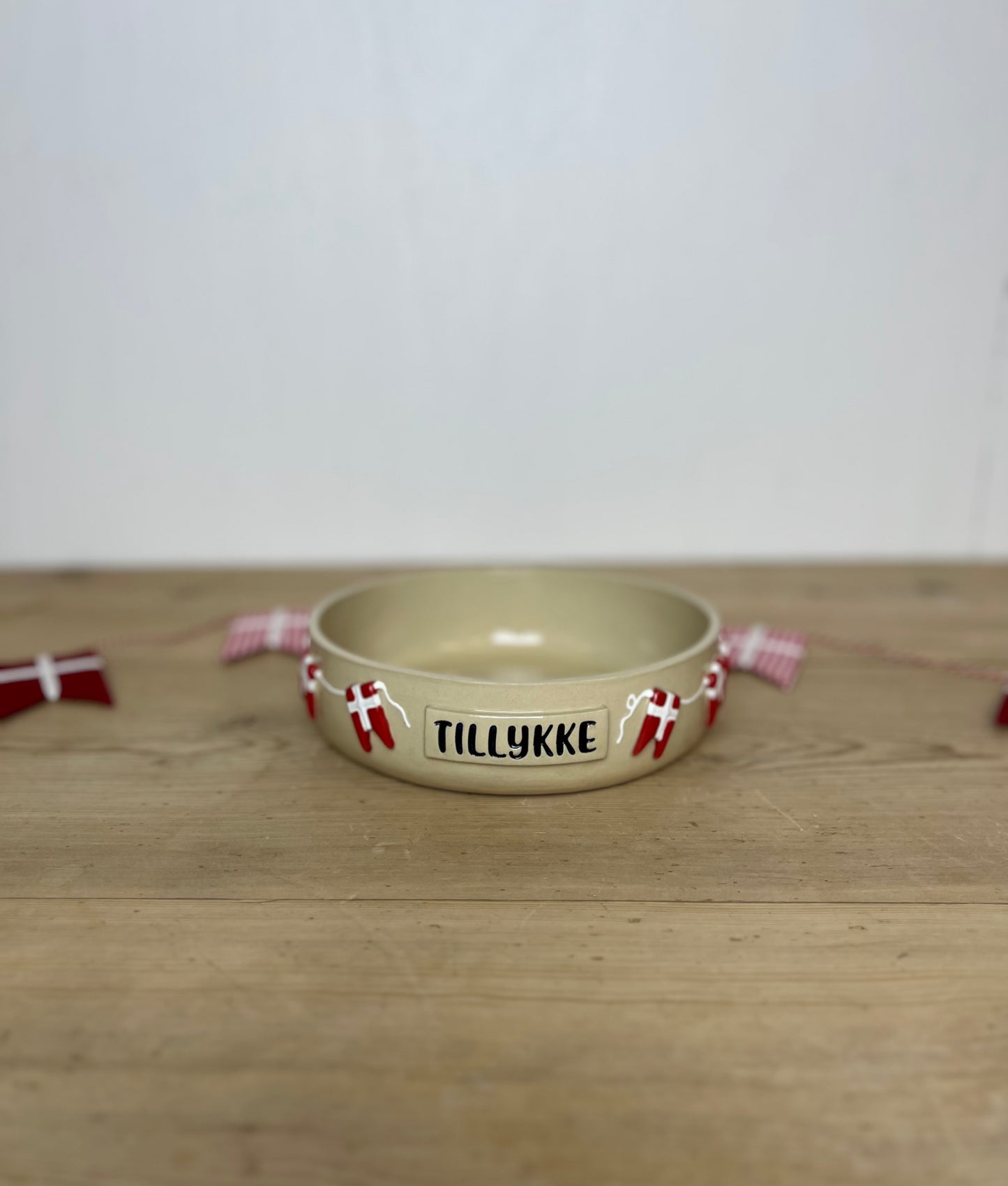 Stor fødselsdagsskål m. dobbelttekst